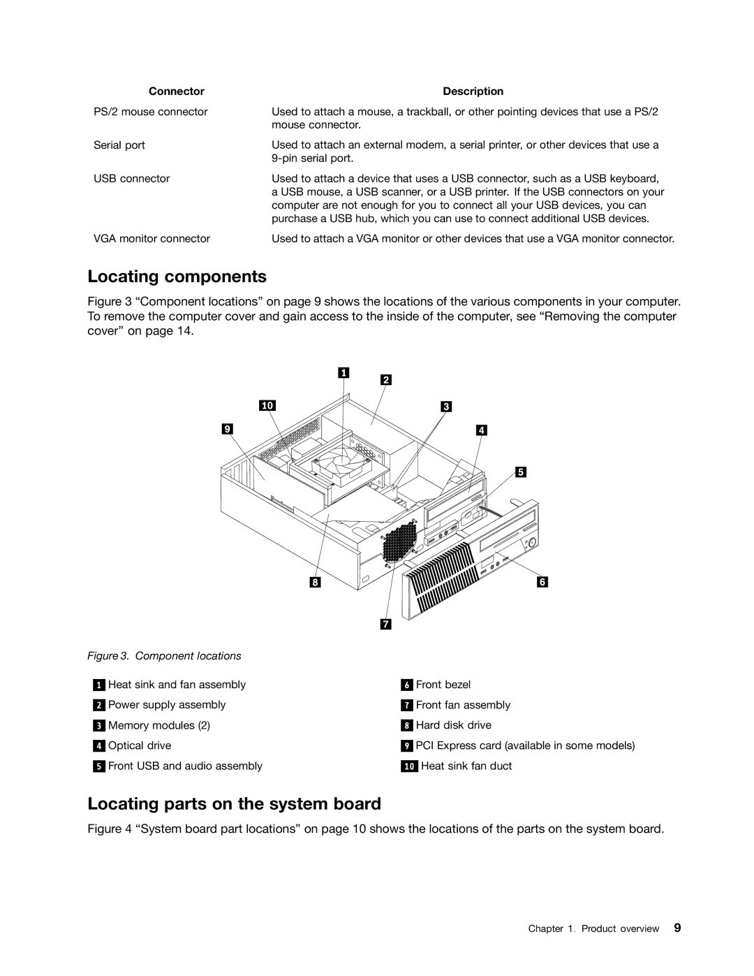 Lenovo 5046, 4163, 5042 manual Locating components, Locating parts on the system board 