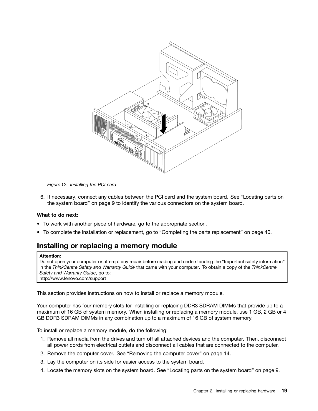 Lenovo 4163, 5042, 5046 manual Installing or replacing a memory module, What to do next 