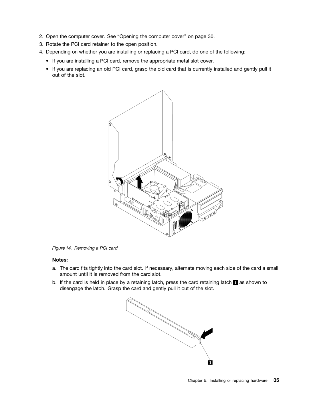 Lenovo 5032, 4167, 385, 4164, 5070, 5049, 7518, 5035, 5025, 267 manual Removing a PCI card 