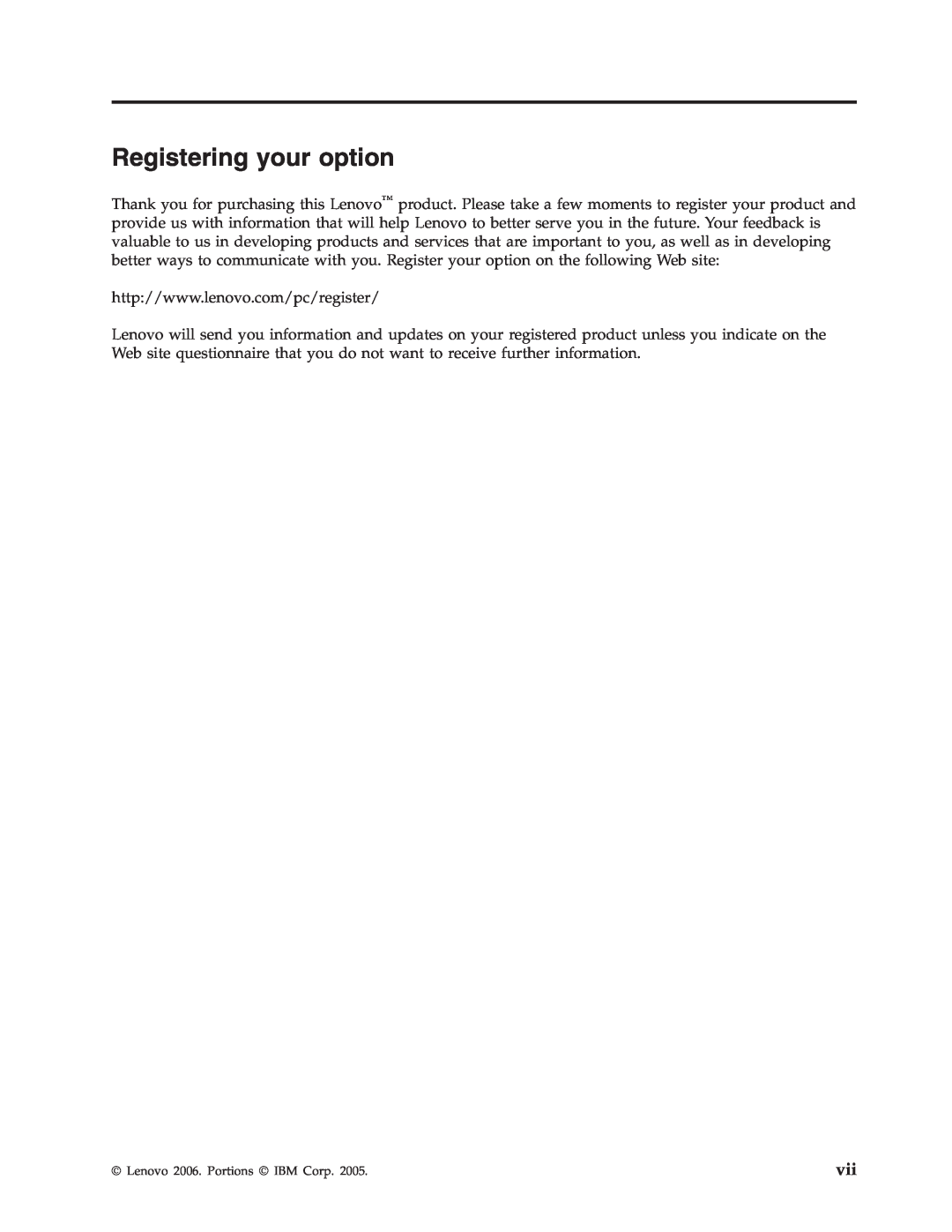 Lenovo 41N5583 manual Registering your option 