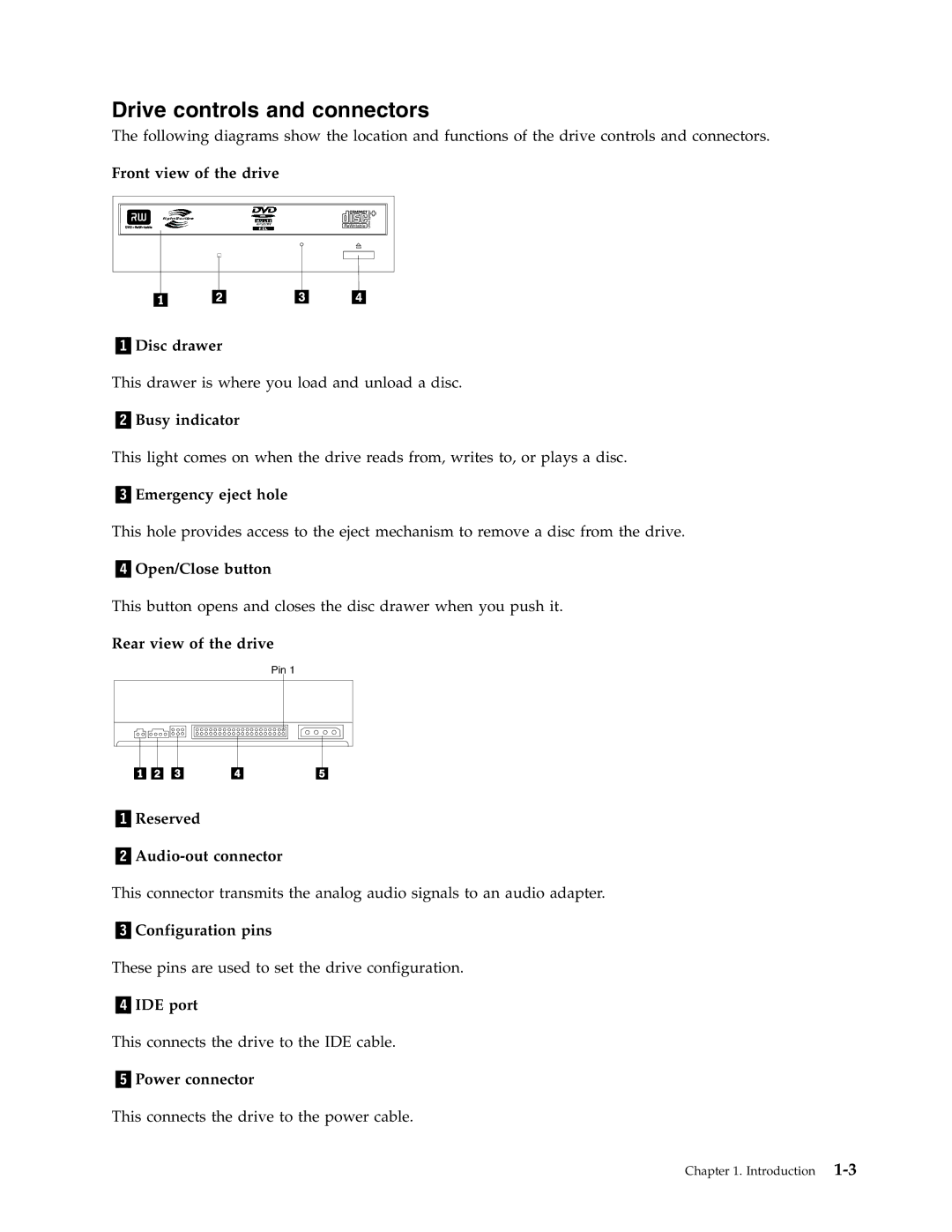 Lenovo 41N5583 manual Drive controls and connectors 