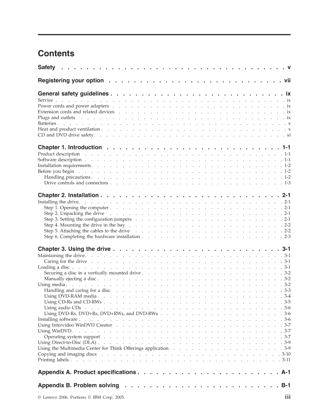 Lenovo 41N5583 manual Contents 