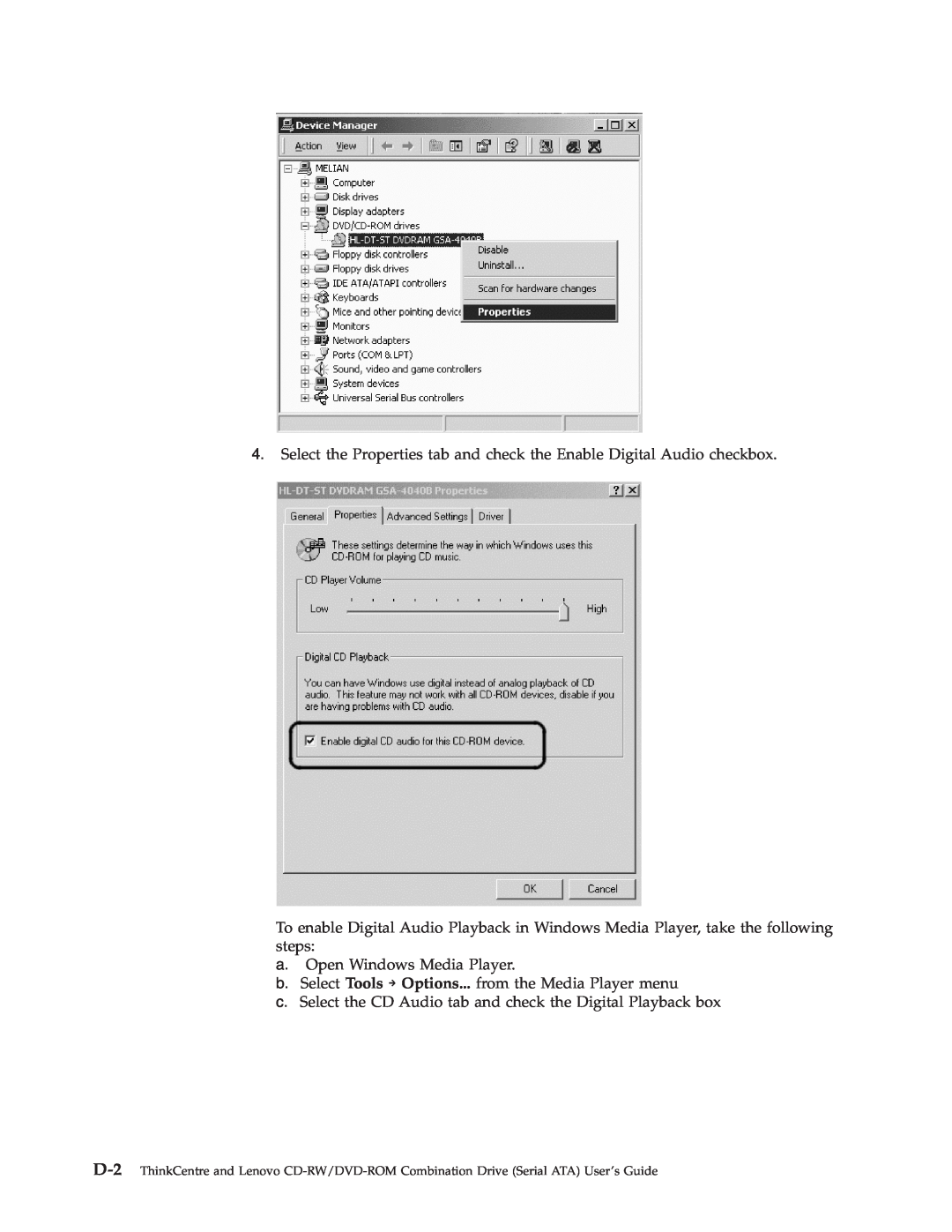 Lenovo 41N5624 manual a.Open Windows Media Player 