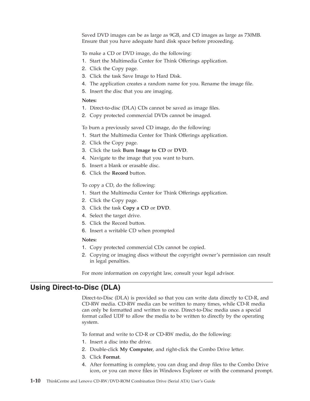 Lenovo 41N5624 manual Using Direct-to-Disc DLA, Click the task Burn Image to CD or DVD 