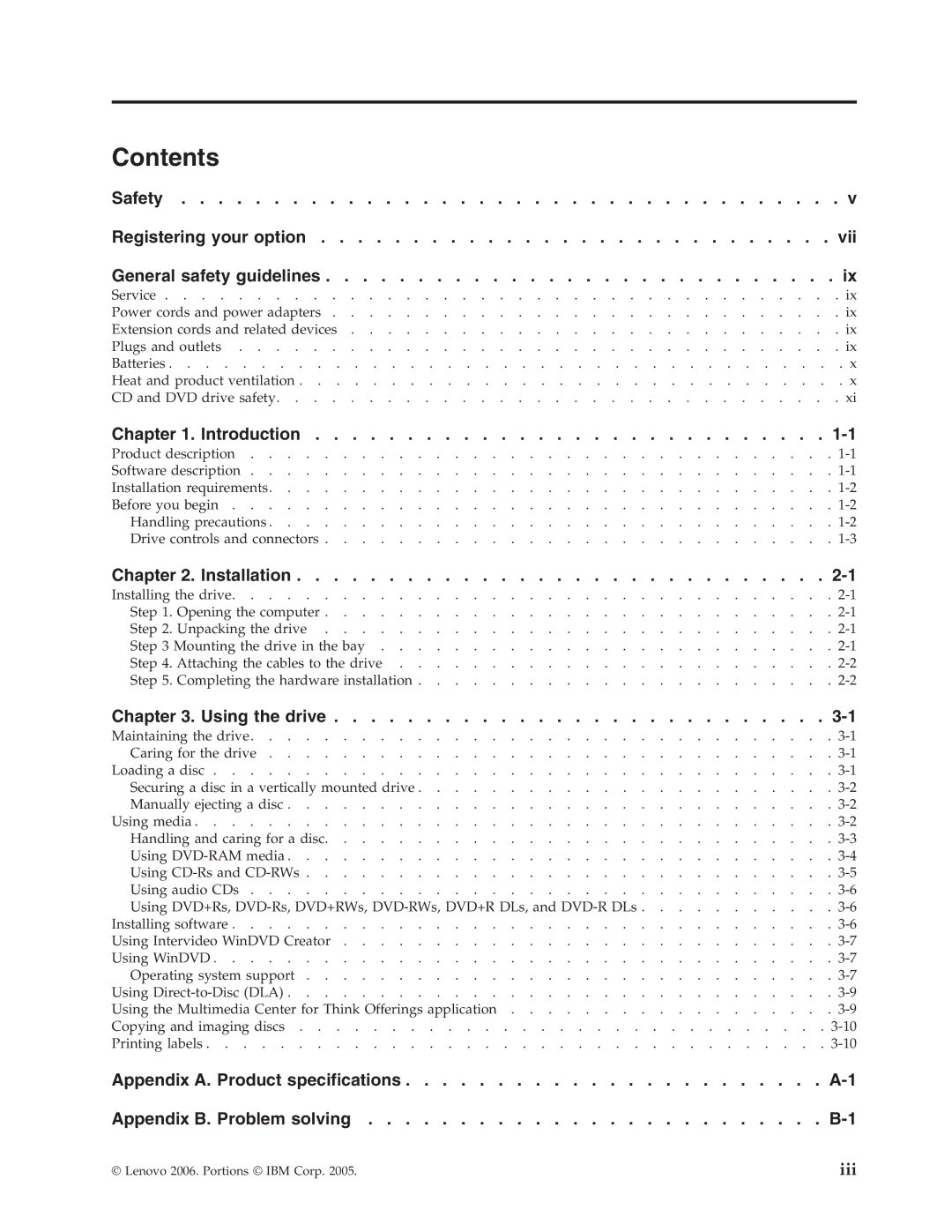 Lenovo 41N5626 manual Contents 