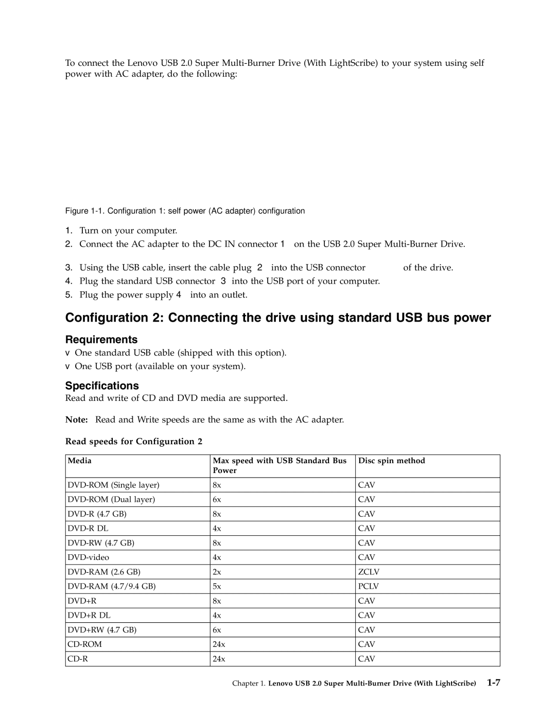 Lenovo 41N5631 manual Read and write of CD and DVD media are supported 