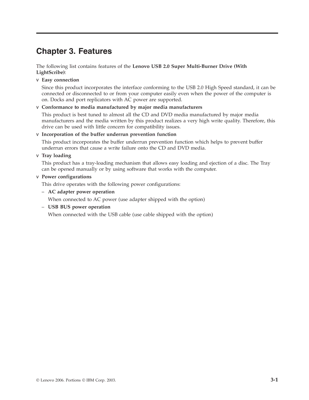 Lenovo 41N5631 manual Features 