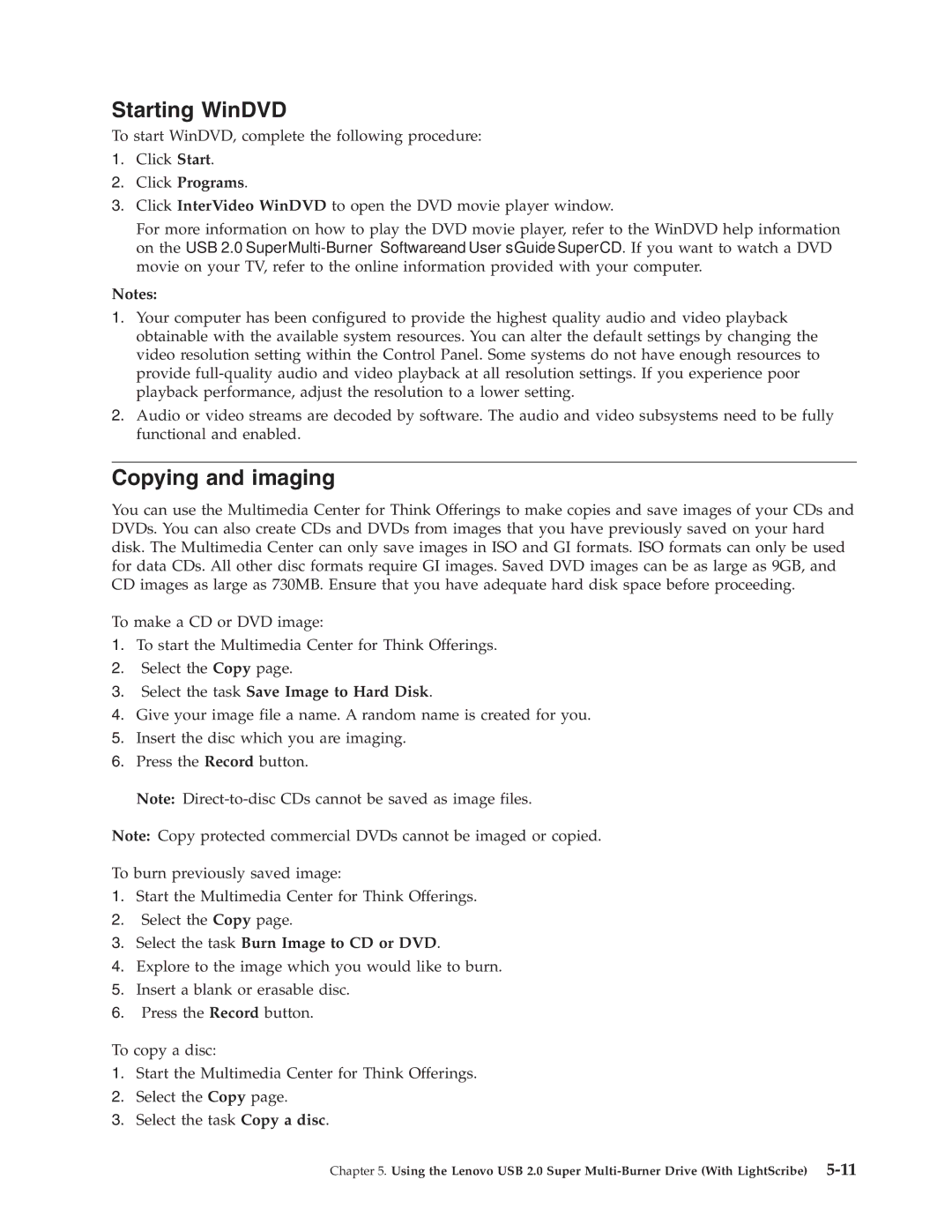 Lenovo 41N5631 manual Starting WinDVD, Copying and imaging, Select the task Save Image to Hard Disk 