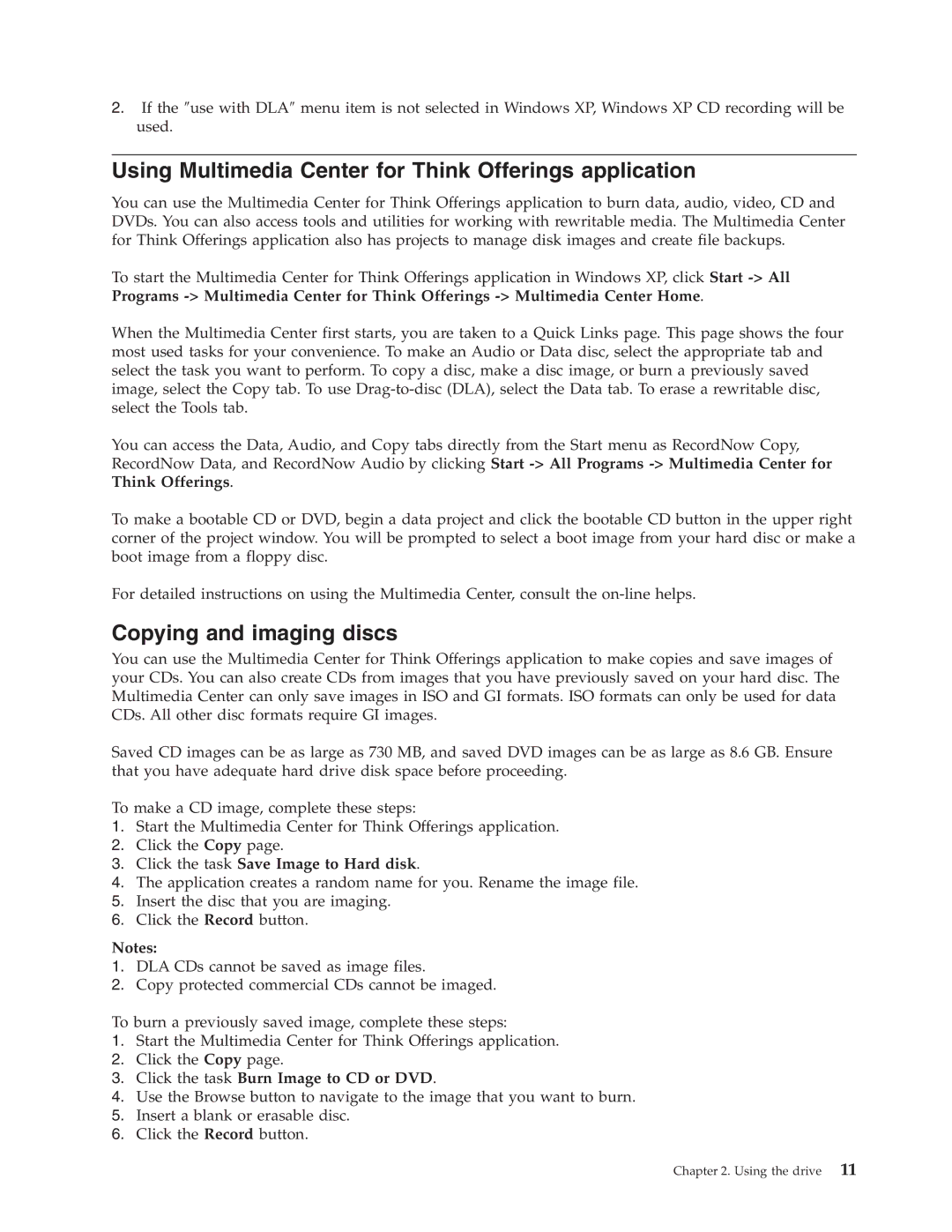 Lenovo 41N5647 manual Using Multimedia Center for Think Offerings application, Copying and imaging discs 
