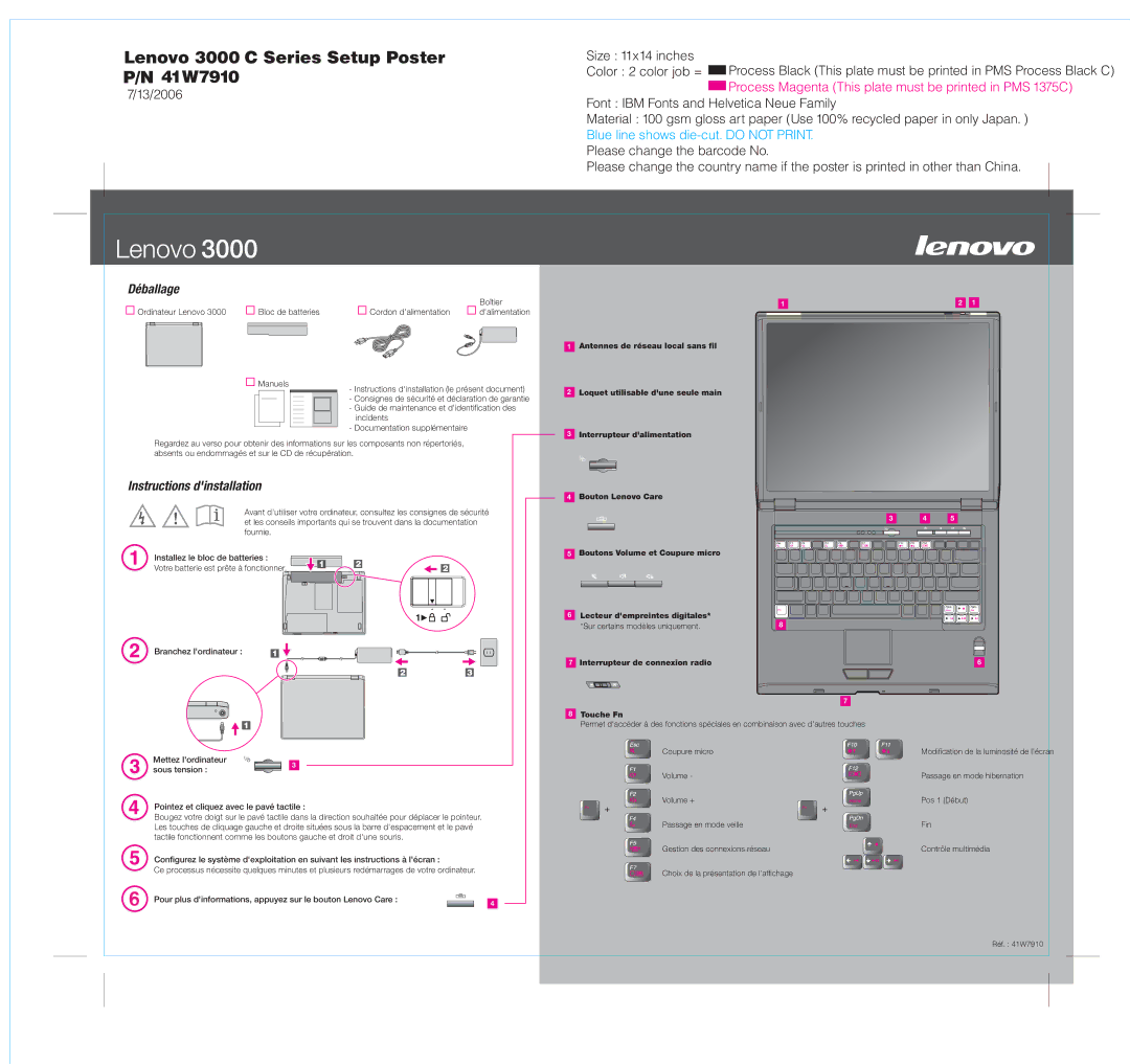 Lenovo 41W7910 manual Déballage, Instructions dinstallation 