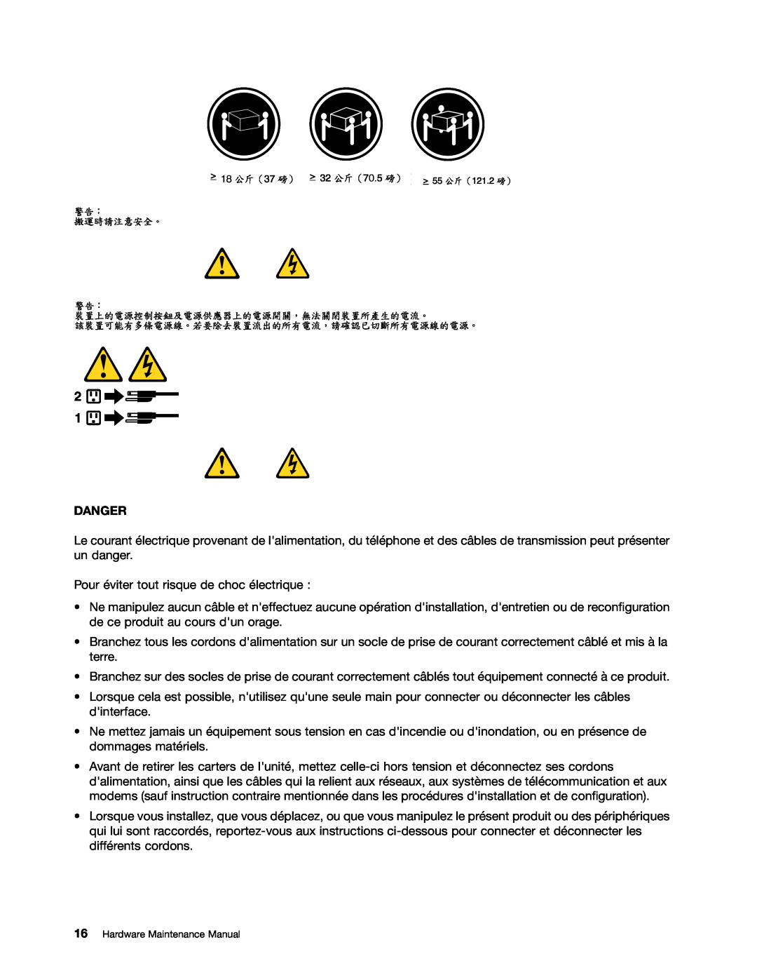 Lenovo 4215, 4220, 4222, 4219, 4221 manual Pour éviter tout risque de choc électrique 