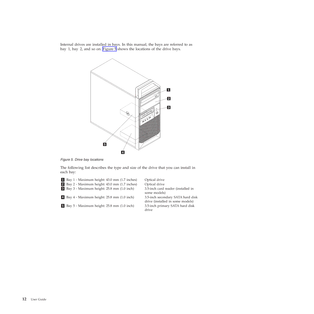 Lenovo 4220, 4222, 4215, 4219, 4221 manual Drive bay locations 