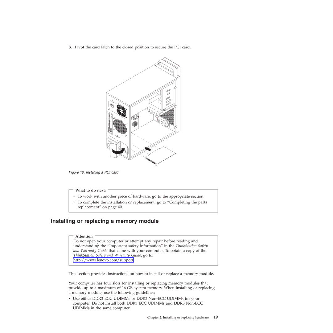 Lenovo 4215, 4220, 4222, 4219, 4221 manual Installing or replacing a memory module, What to do next 