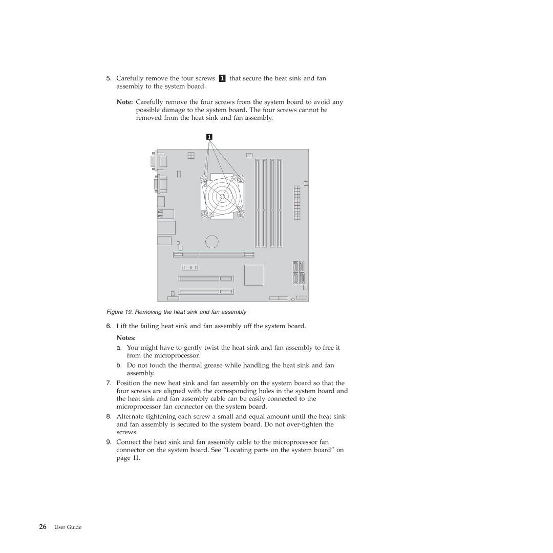 Lenovo 4221, 4220, 4222, 4215, 4219 manual Removing the heat sink and fan assembly 