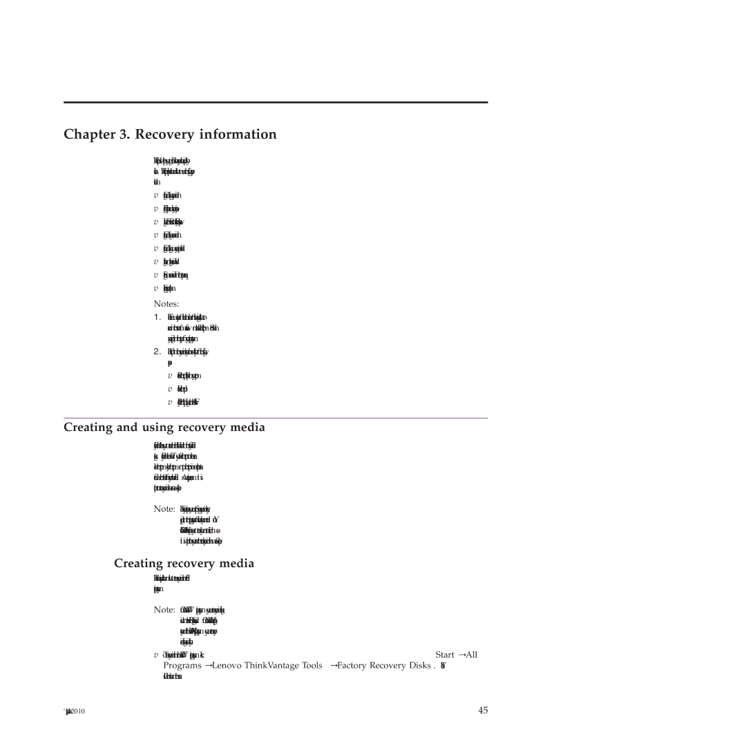 Lenovo 4219, 4220, 4222, 4215, 4221 manual Recovery information, Creating and using recovery media, Creating recovery media 