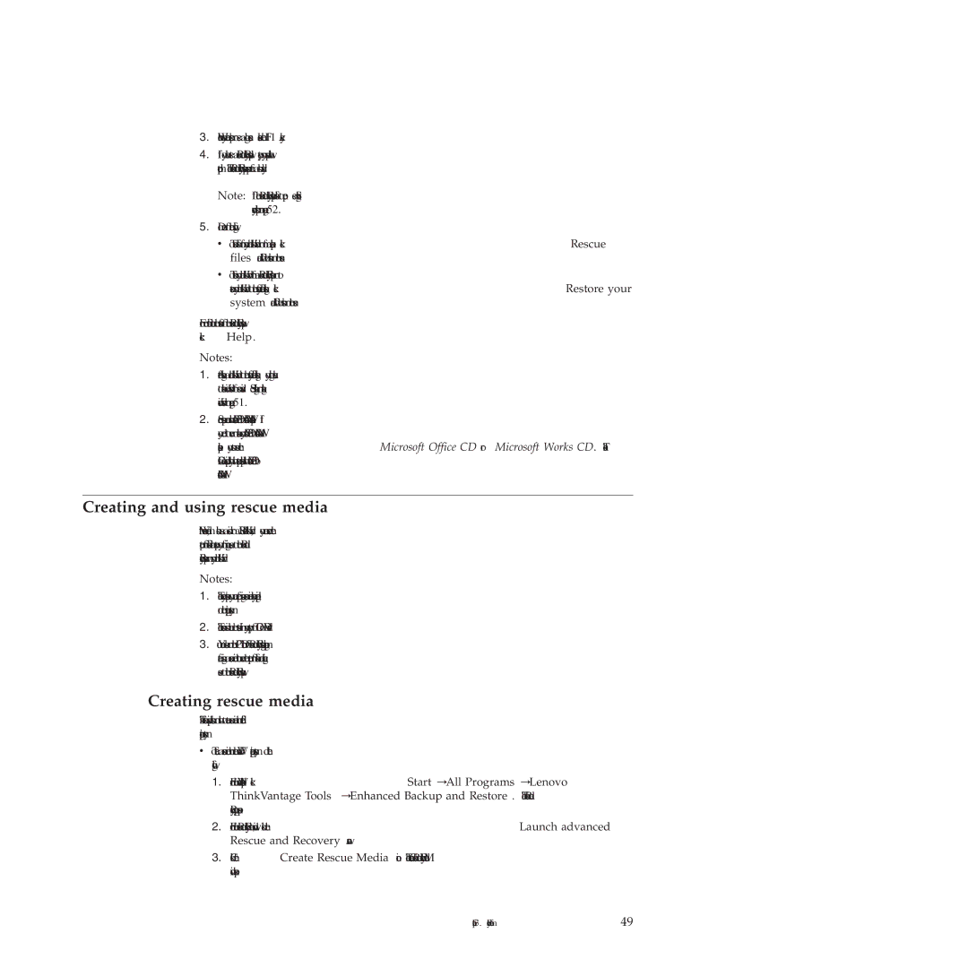 Lenovo 4215, 4220, 4222, 4219, 4221 manual Creating and using rescue media, Creating rescue media 