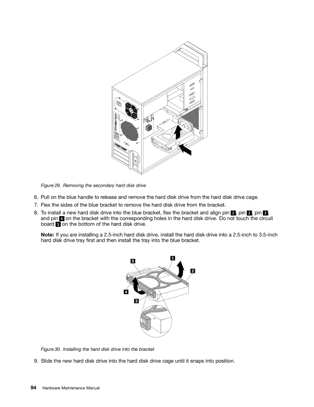 Lenovo 4220, 4222, 4215, 4219, 4221 manual Removing the secondary hard disk drive 