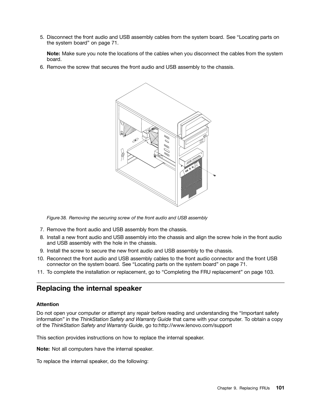 Lenovo 4215, 4220, 4222, 4219, 4221 manual Replacing the internal speaker 