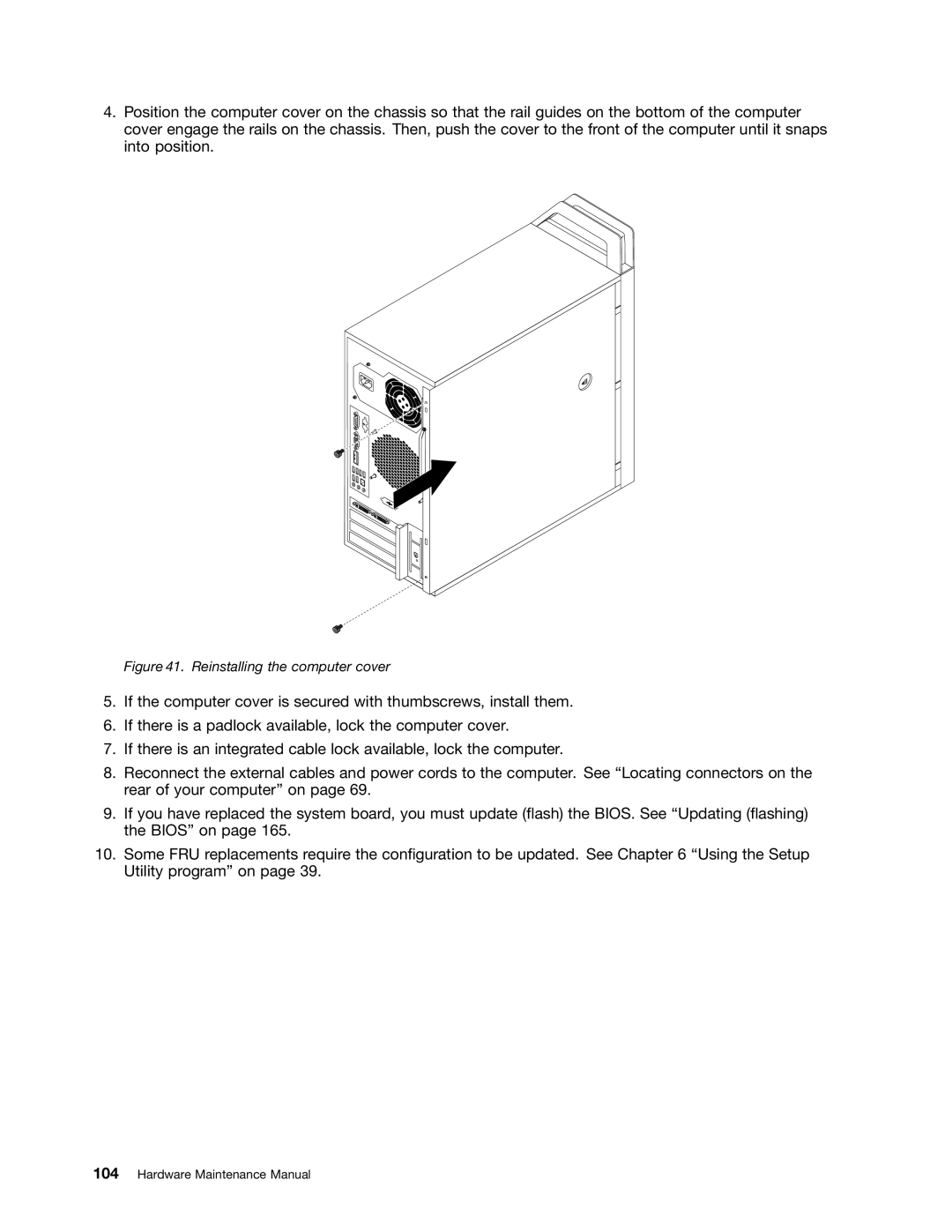 Lenovo 4220, 4222, 4215, 4219, 4221 manual Reinstalling the computer cover 