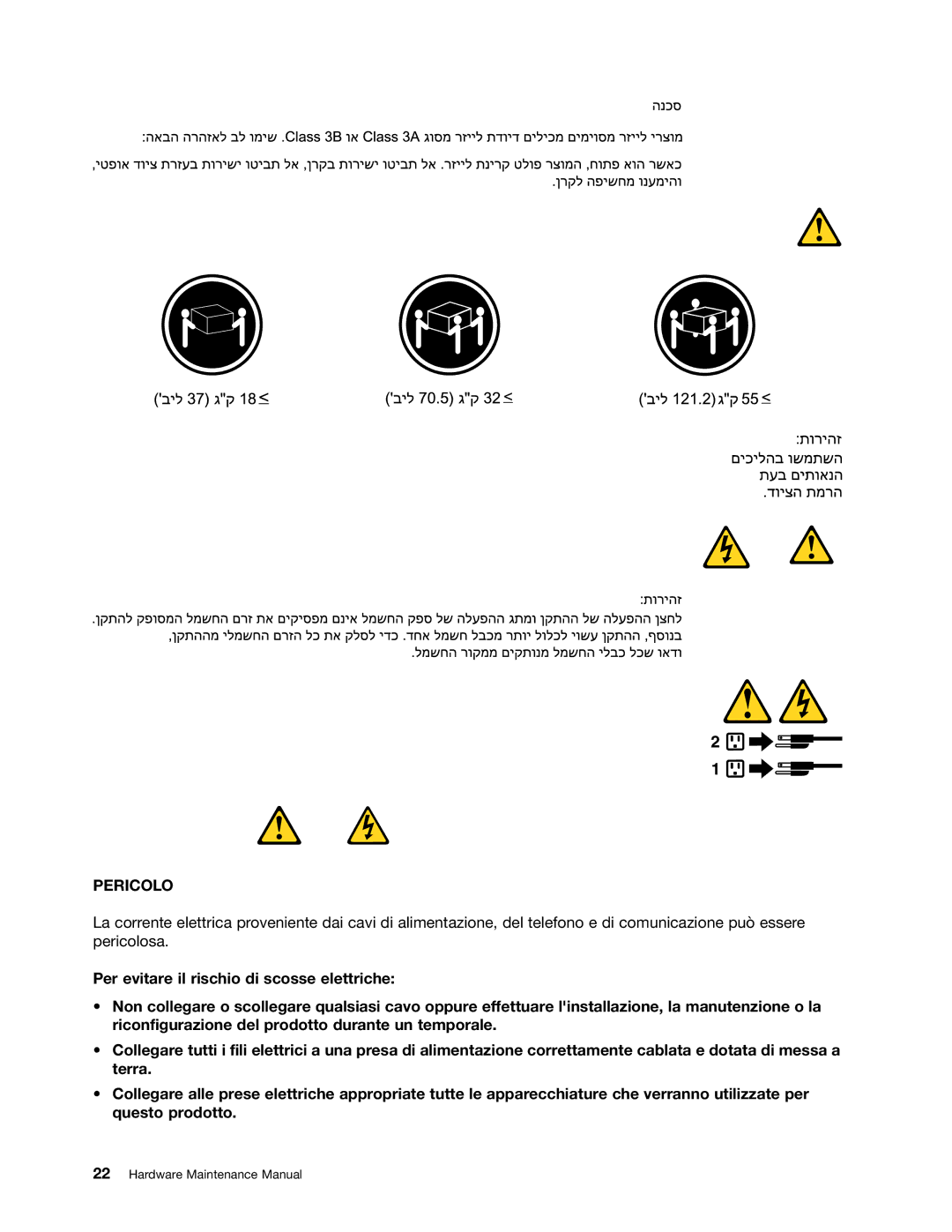 Lenovo 4219, 4220, 4222, 4215, 4221 manual Pericolo 