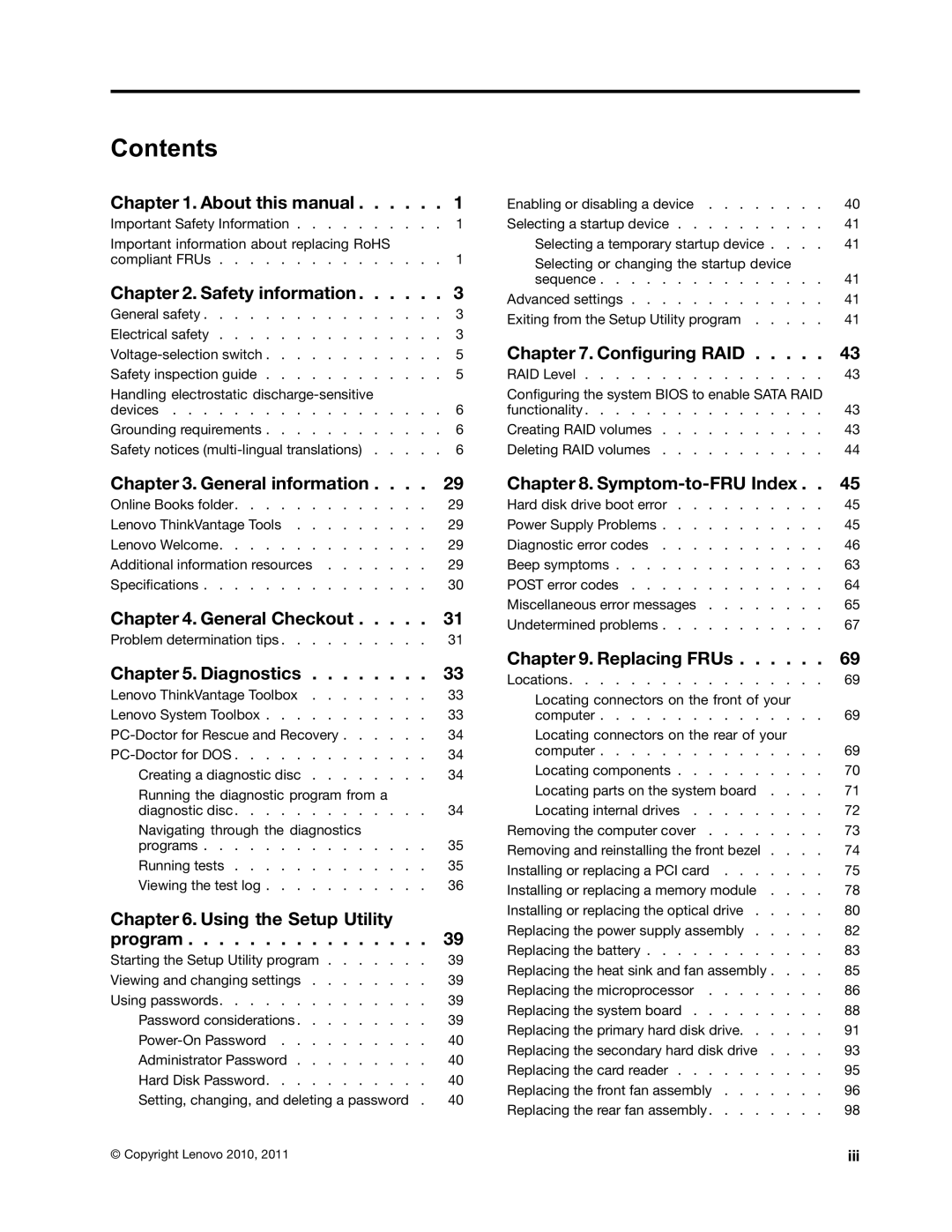 Lenovo 4220, 4222, 4215, 4219, 4221 manual Contents 