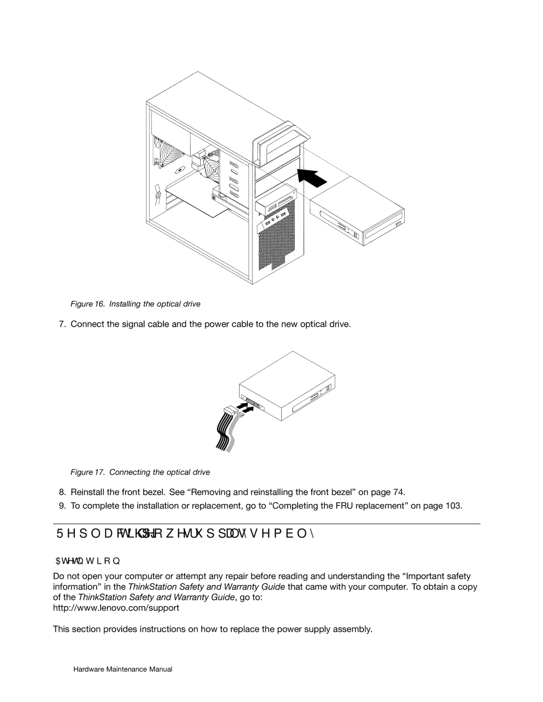 Lenovo 4219, 4220, 4222, 4215, 4221 manual Replacing the power supply assembly, Installing the optical drive 