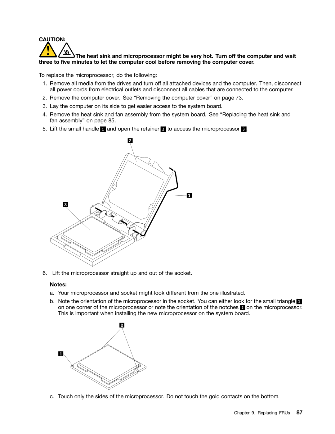 Lenovo 4219, 4220, 4222, 4215, 4221 manual Replacing FRUs 