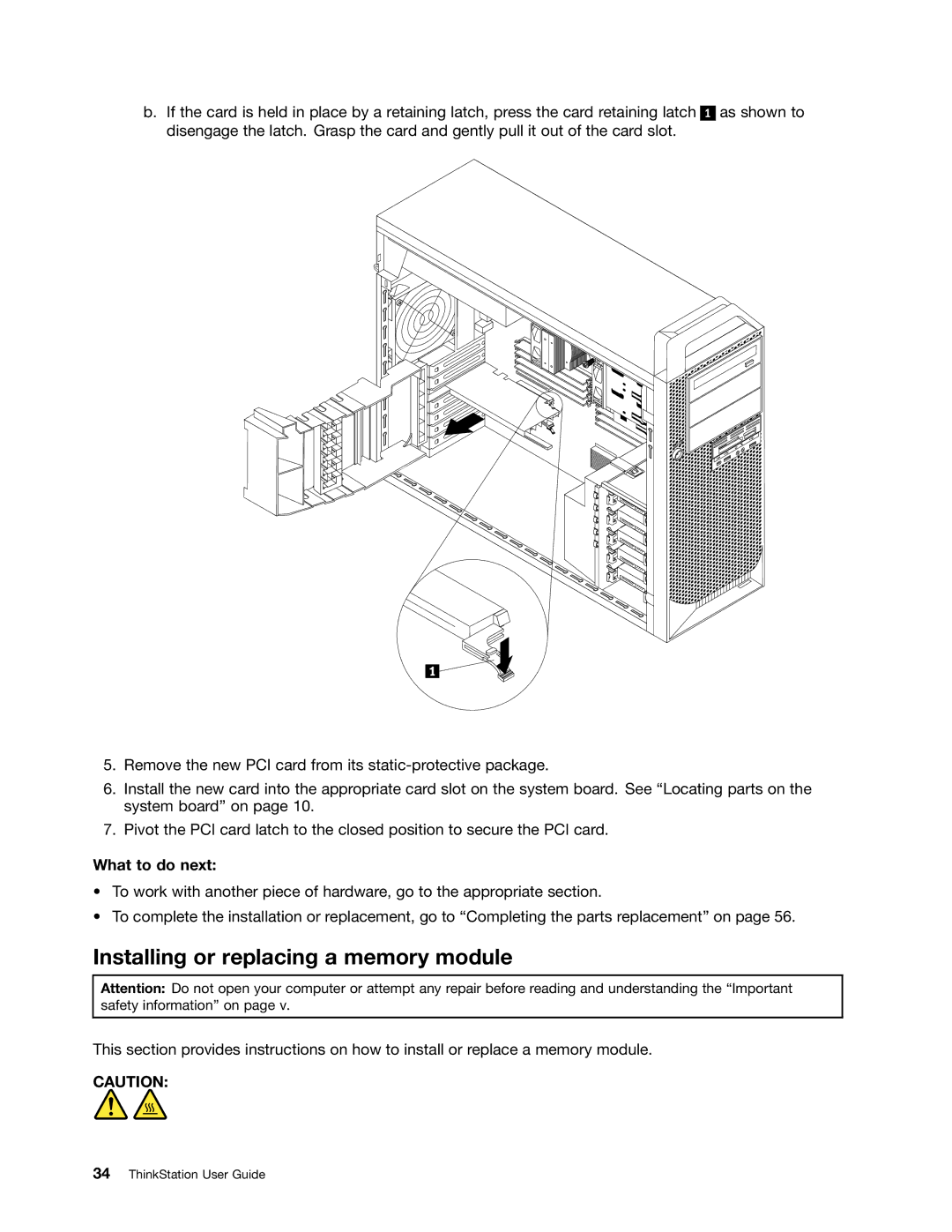 Lenovo 4228, 4223, 4229 manual Installing or replacing a memory module, What to do next 