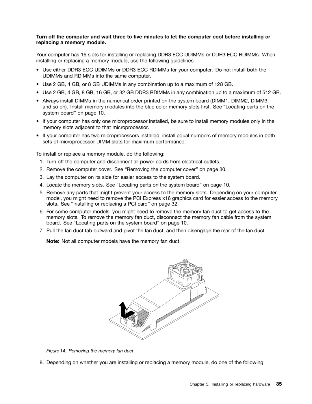 Lenovo 4229, 4223, 4228 manual Removing the memory fan duct 