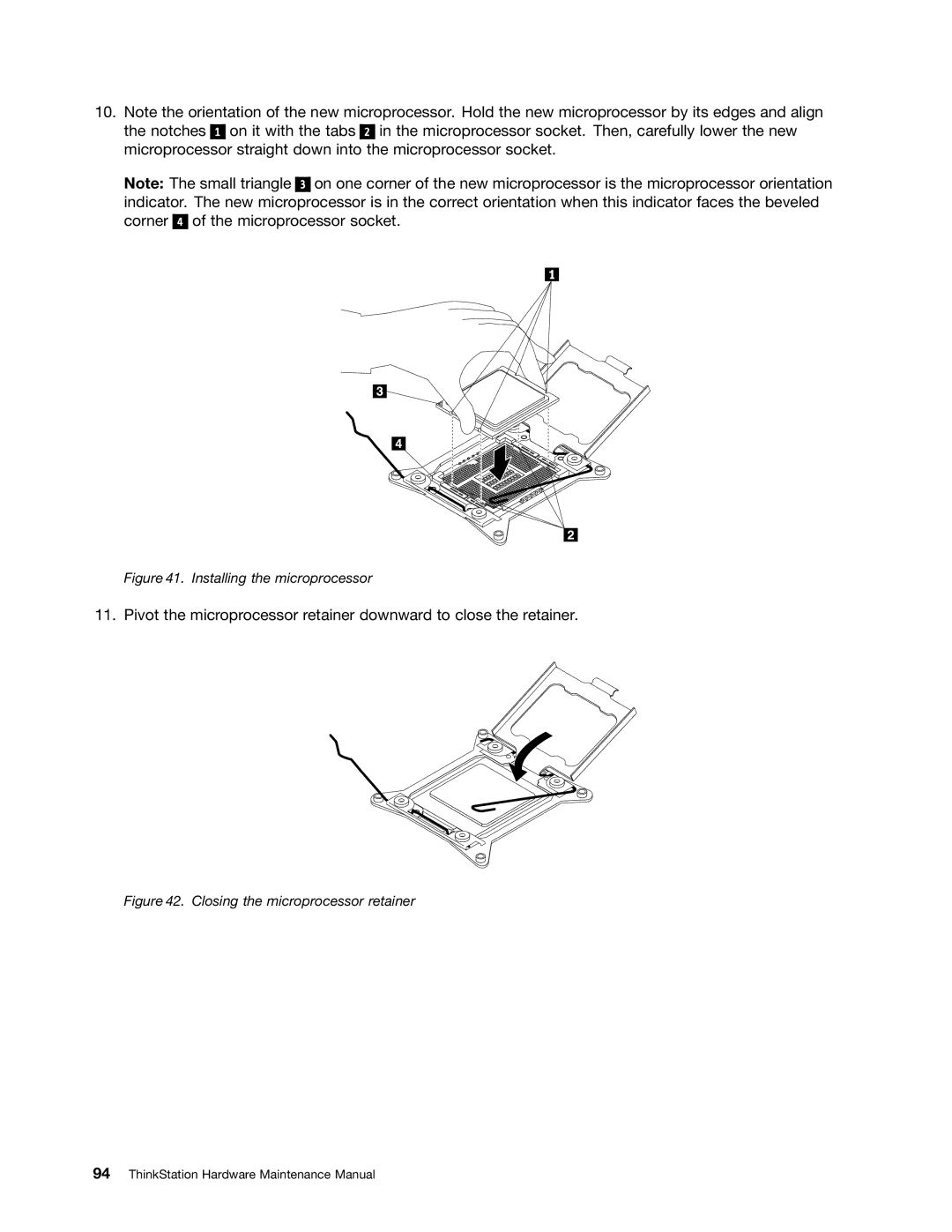 Lenovo 4228, 4223, 4229 manual Installing the microprocessor 