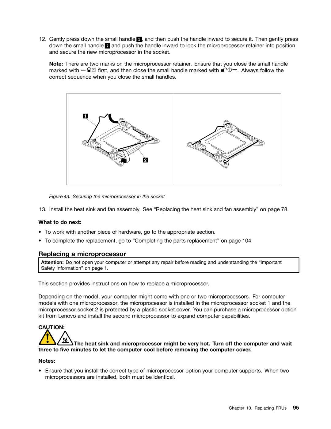 Lenovo 4229, 4223, 4228 manual Replacing a microprocessor 