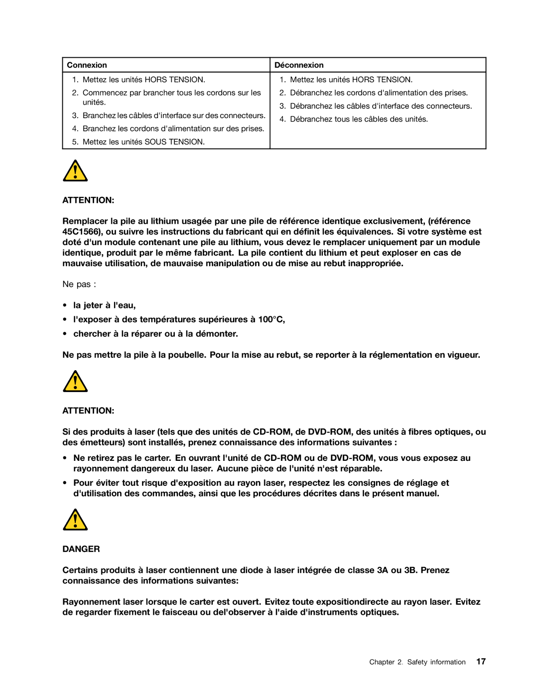 Lenovo 4229, 4223, 4228 manual Connexion Déconnexion 