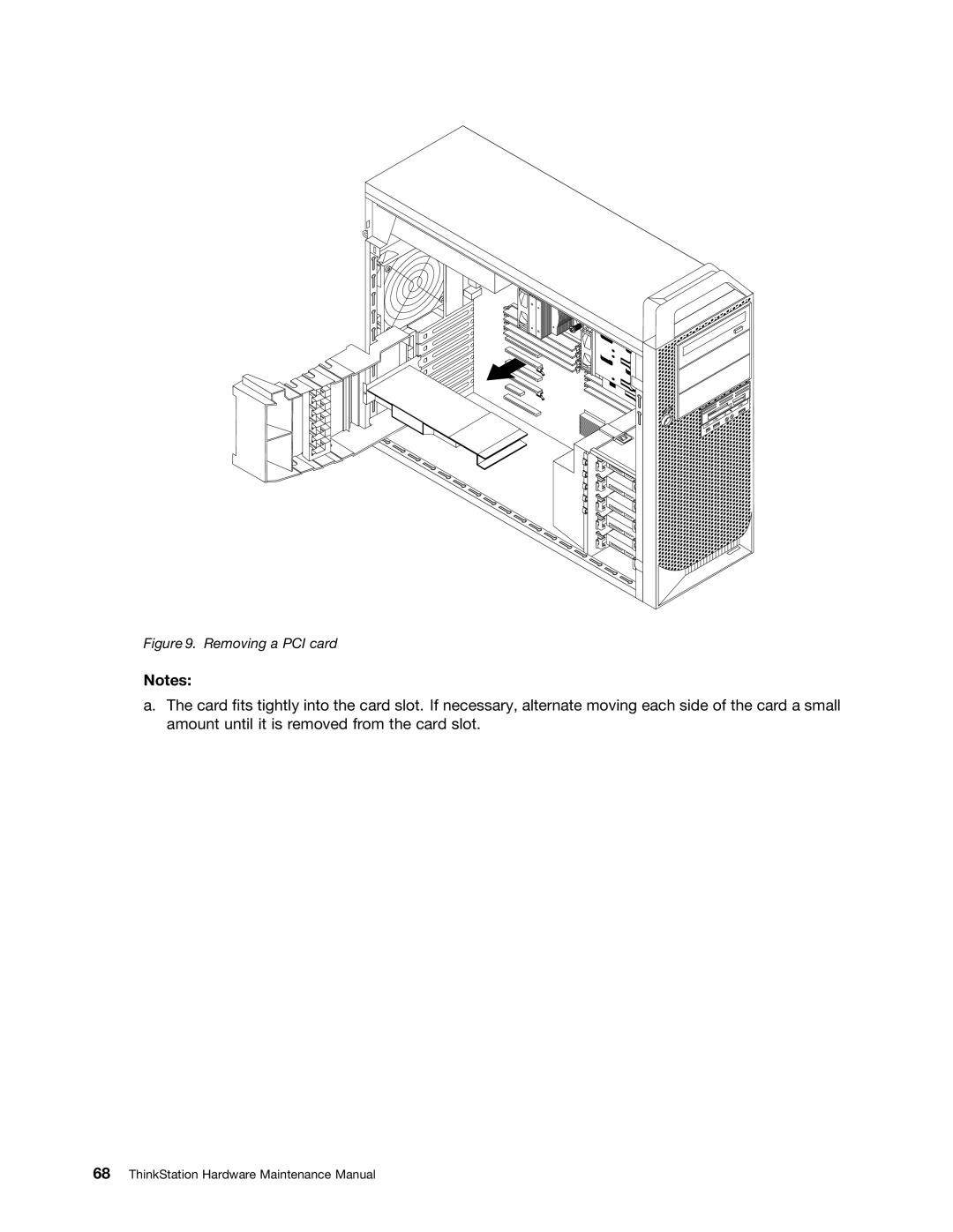 Lenovo 4229, 4223, 4228 manual Removing a PCI card 