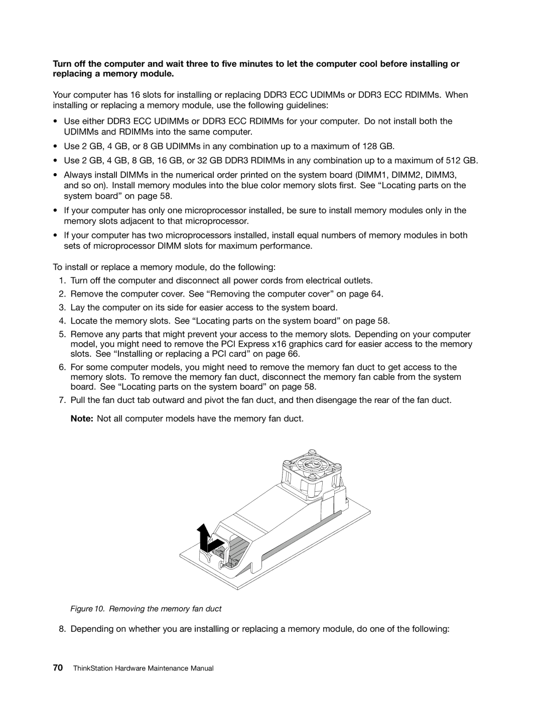 Lenovo 4228, 4223, 4229 manual Removing the memory fan duct 