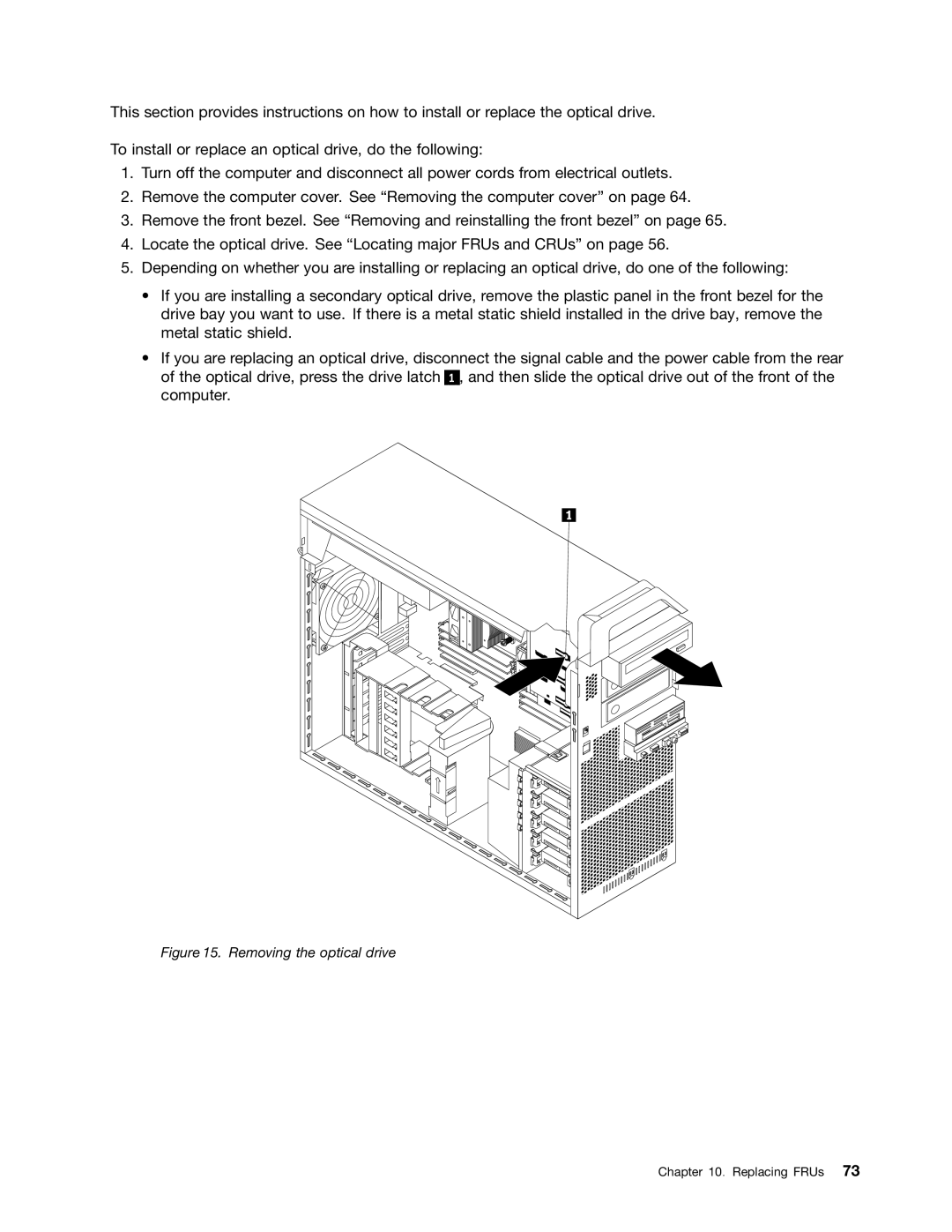 Lenovo 4228, 4223, 4229 manual Removing the optical drive 