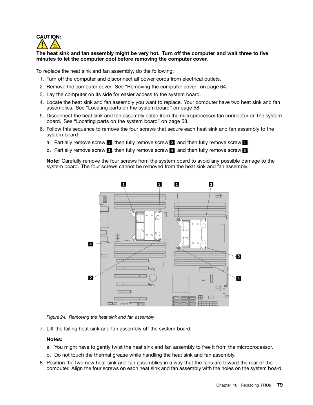 Lenovo 4228, 4223, 4229 manual Removing the heat sink and fan assembly 