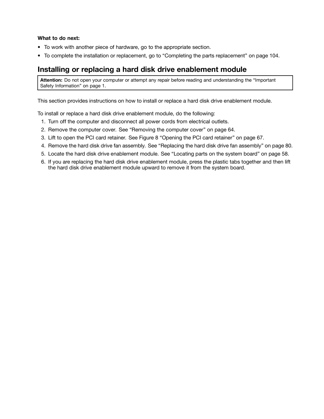 Lenovo 4223 Installing or replacing a hard disk drive enablement module, Removing the hard disk drive enablement module 