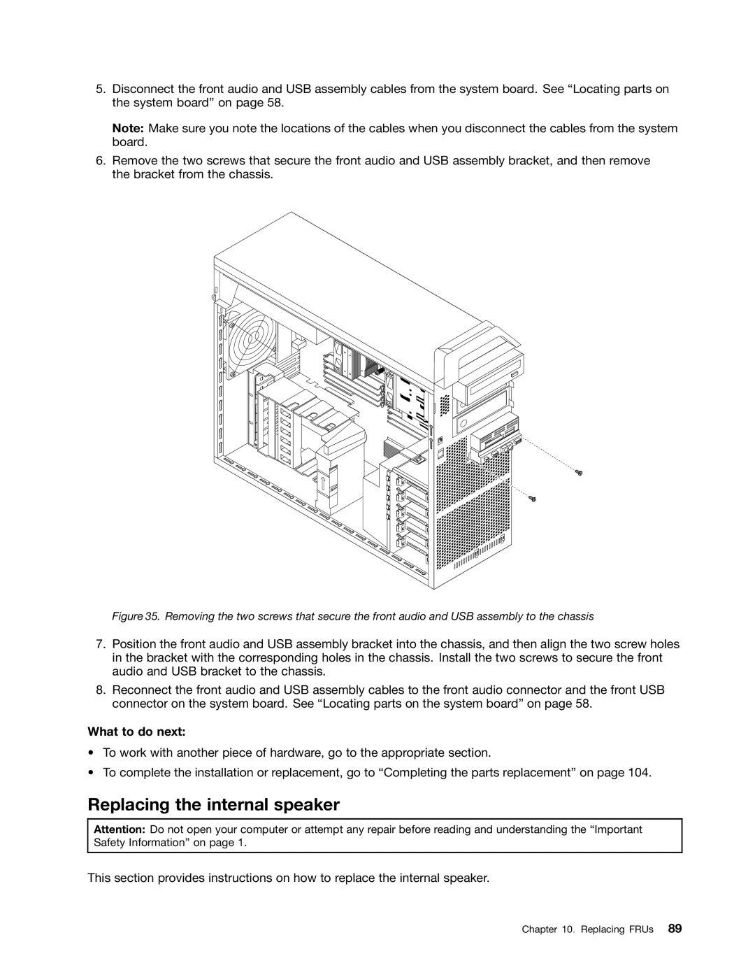 Lenovo 4229, 4223, 4228 manual Replacing the internal speaker 