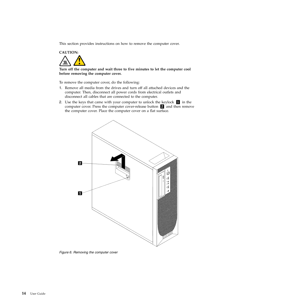 Lenovo 4272, 4271, 4269, 4265, 4264, 4266, 4263 manual Removing the computer cover 