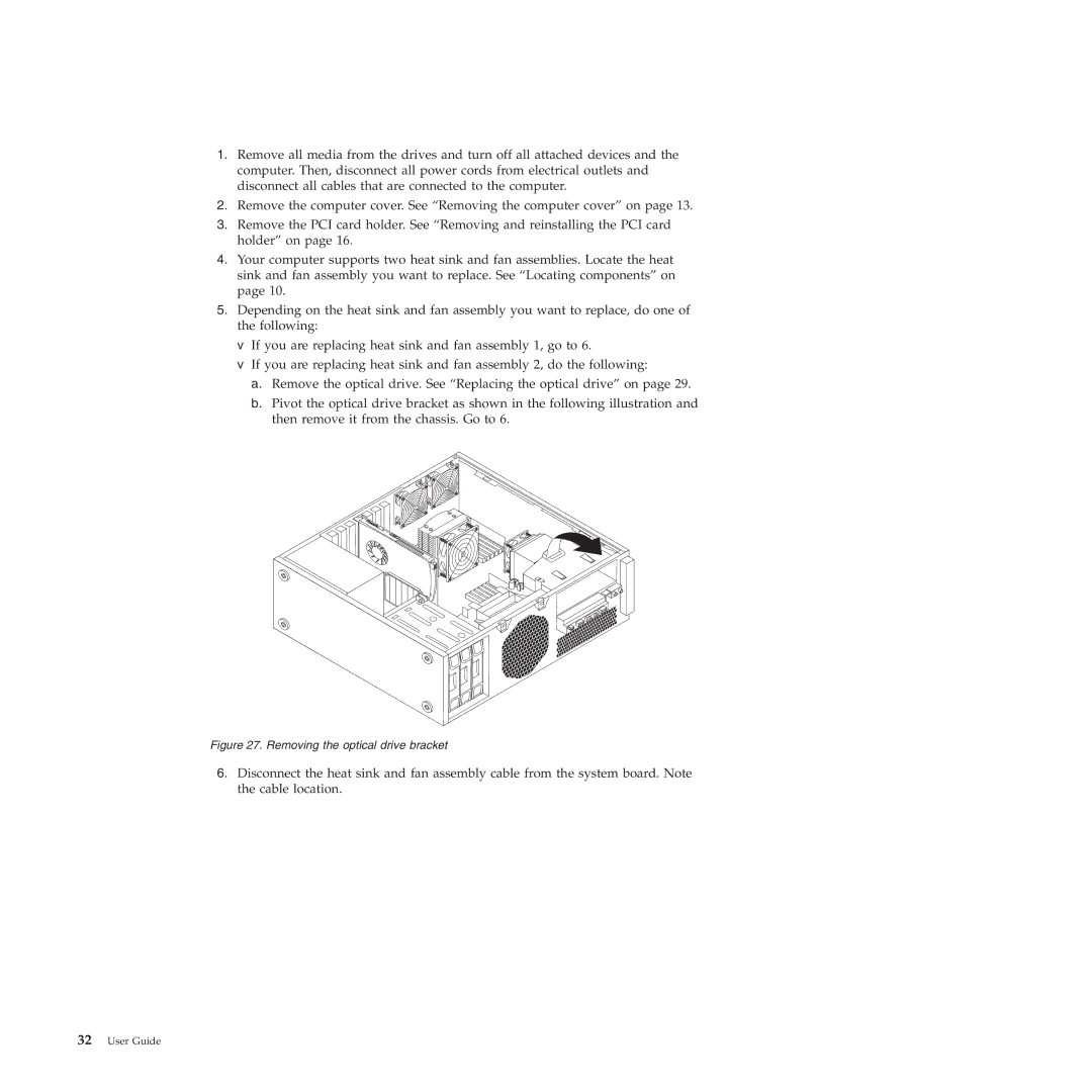 Lenovo 4266, 4271, 4272, 4269, 4265, 4264, 4263 manual Removing the optical drive bracket 