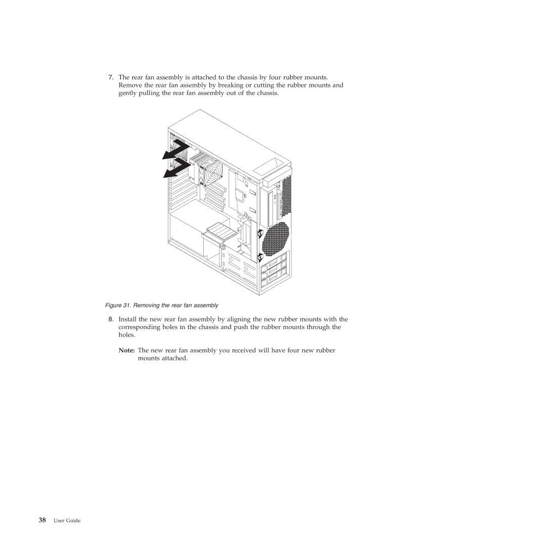 Lenovo 4264, 4271, 4272, 4269, 4265, 4266, 4263 manual Removing the rear fan assembly 