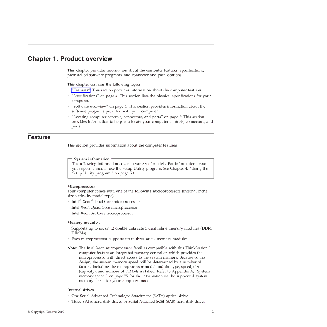 Lenovo 4269, 4271, 4272, 4265, 4264, 4266, 4263 manual Product overview, Features 