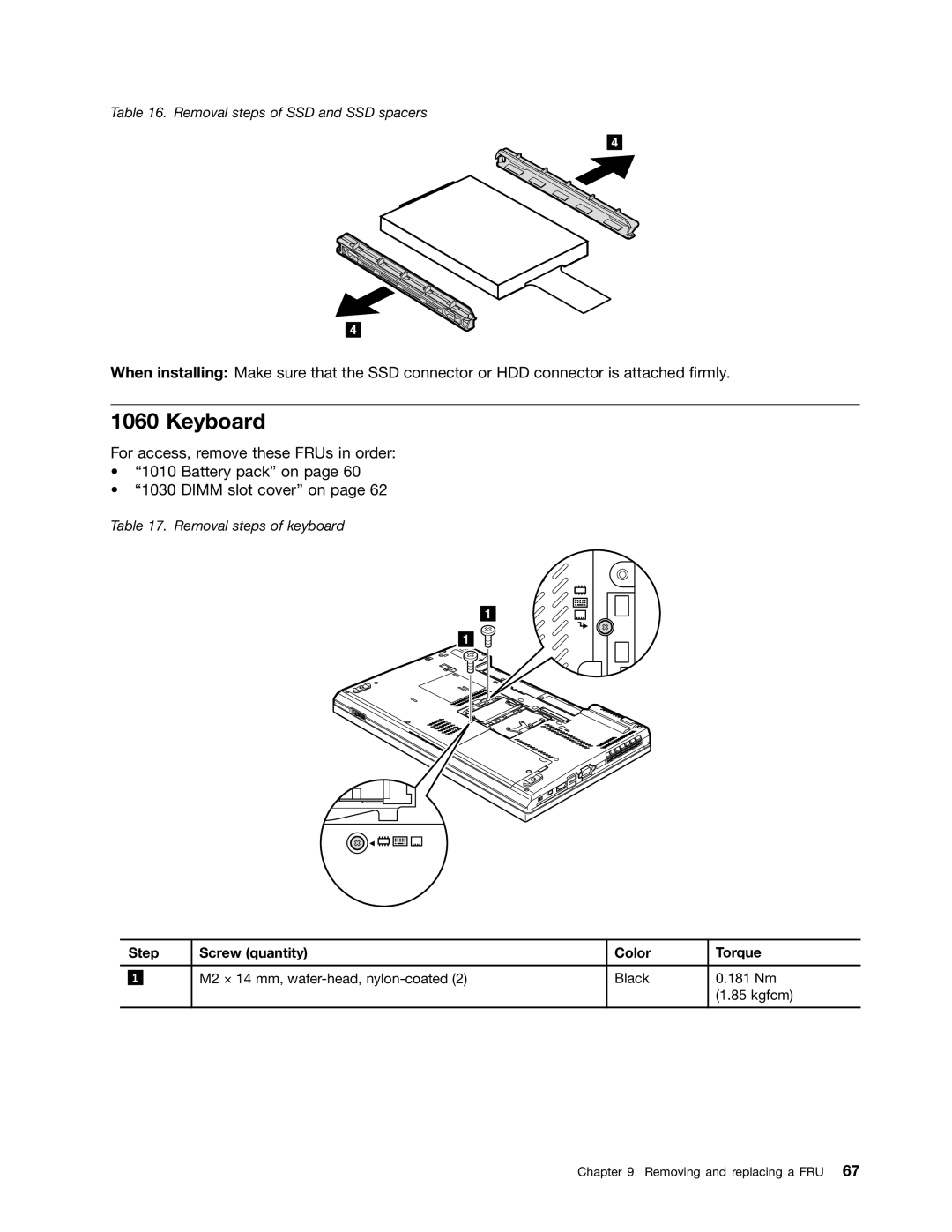 Lenovo T520i, 4284WW9PC10B371, W520 manual Keyboard, Step Screw quantity Color Torque 