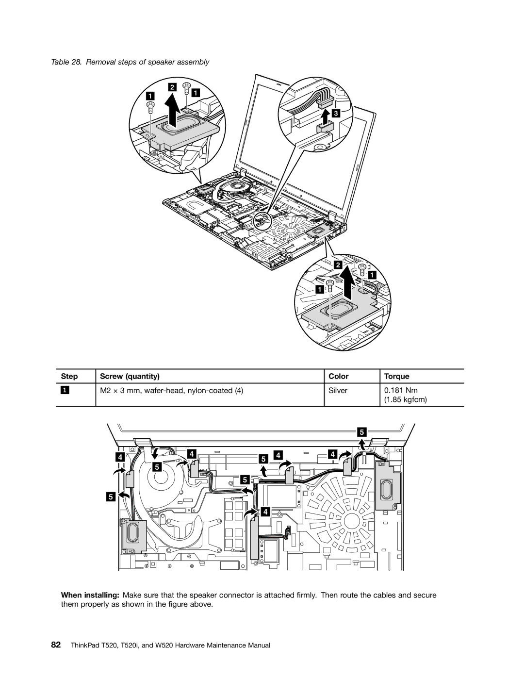 Lenovo 4284WW9PC10B371, W520, T520i manual Removal steps of speaker assembly 