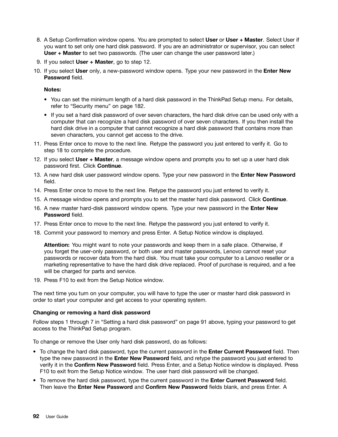 Lenovo 429040 manual Changing or removing a hard disk password 