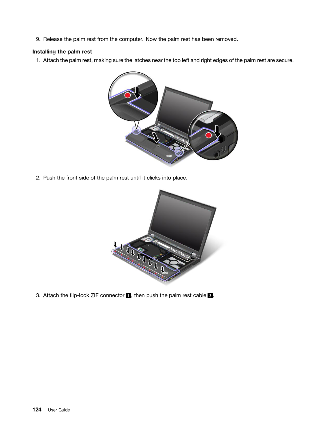 Lenovo 429040 manual Installing the palm rest 