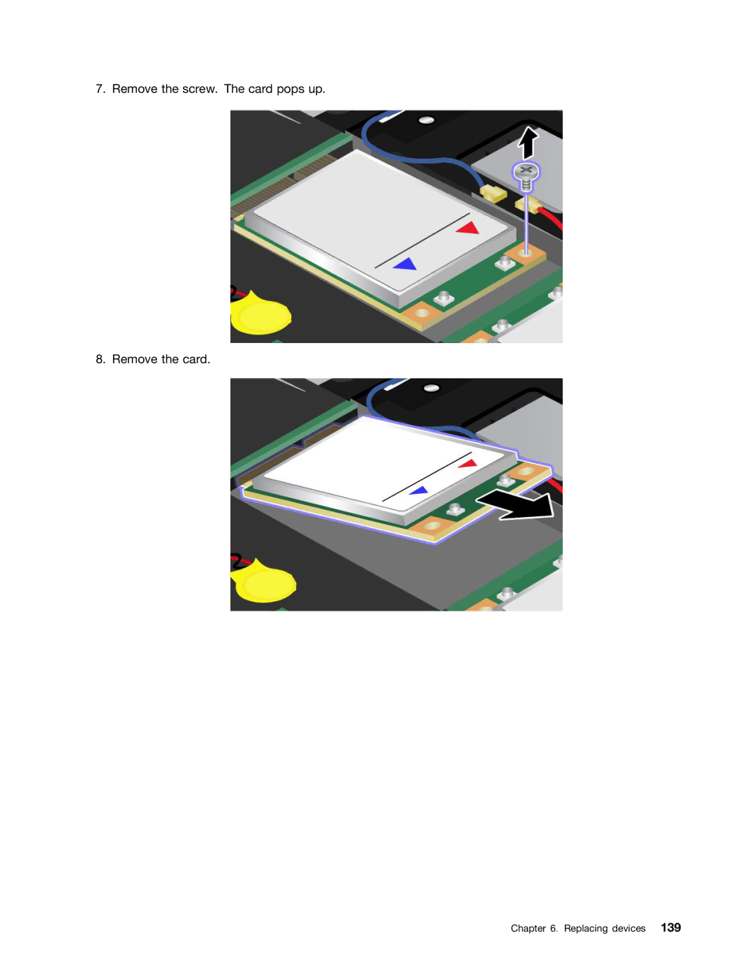 Lenovo 429040 manual Remove the screw. The card pops up Remove the card 