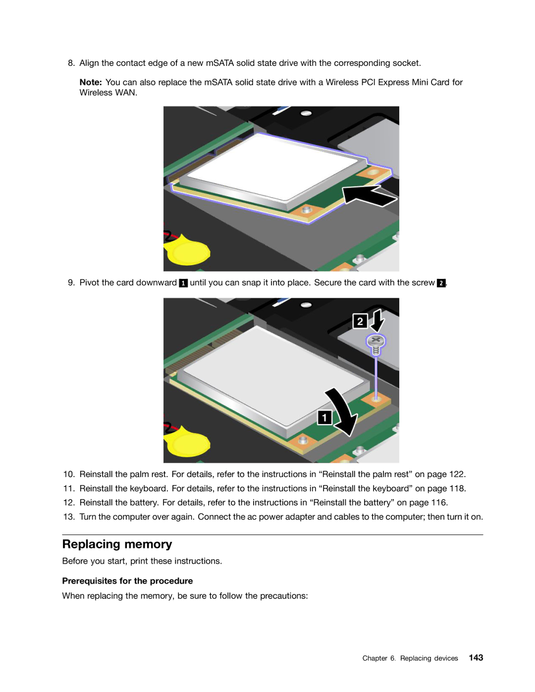 Lenovo 429040 manual Replacing memory 