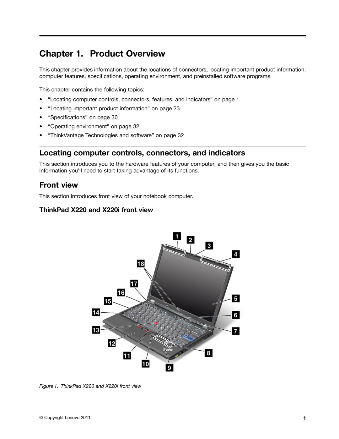 Lenovo 429040 manual Product Overview, Locating computer controls, connectors, and indicators, Front view 