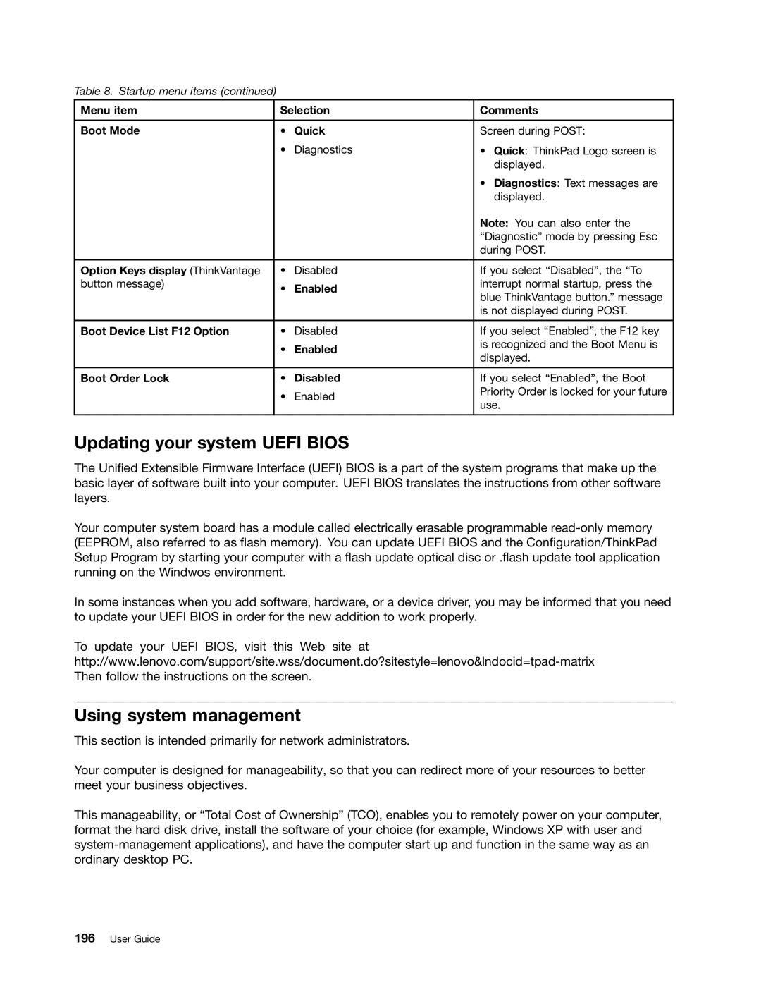 Lenovo 429040 manual Updating your system Uefi Bios, Using system management 